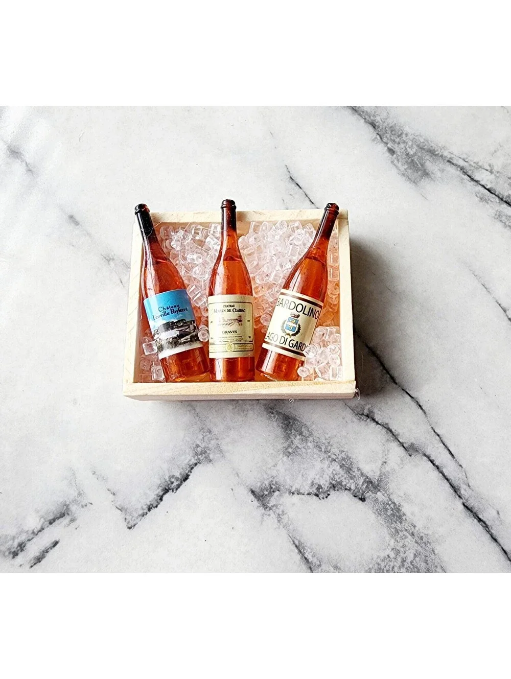 Miniature Drinks Wine Bottles in Crate Magnet Decor #3